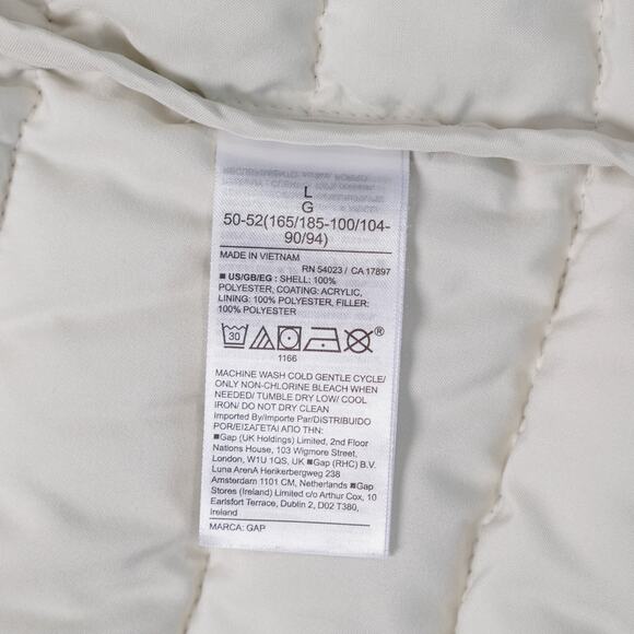 GAP Gray White Camouflage Camo Cold Control Full Zip Puffer Vest Mens Size L - Picture 9 of 10